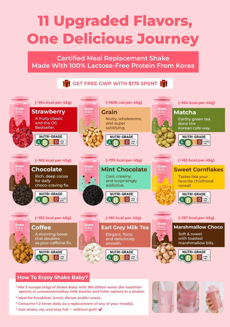 [SHAKE BABY] Diet Formular Protein Shake 630g | 750g (Season 1 in 10 Flavors)