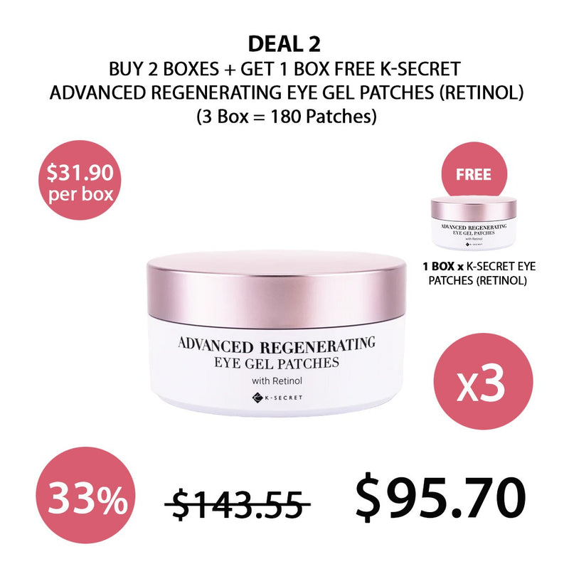 [K-SECRET] Advanced Regenerating Eye Gel Patches with Retinol (1 Box = 60 Patches x 102g)