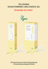 Yellohana Vegan Feminine Care Essence Gel packaging on a beige background