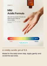 ACWELL toner mild-acidic formula with pH scale and original skin test information