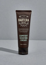 Bartera Comfort Shaving Cream tube on a gray background