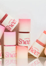 Tinted stick with 'sheer' text on a light background