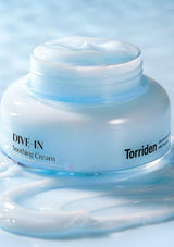 Jar of Torriden Dive-In Soothing Cream on a light blue background