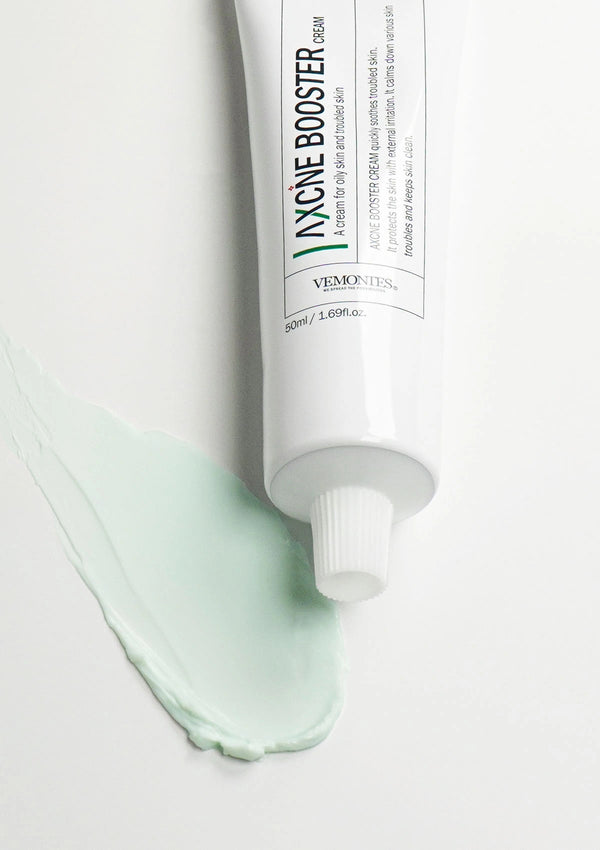 Vemon Skincare Hyaluronic Booster Cream tube with a swatch of cream on a white background