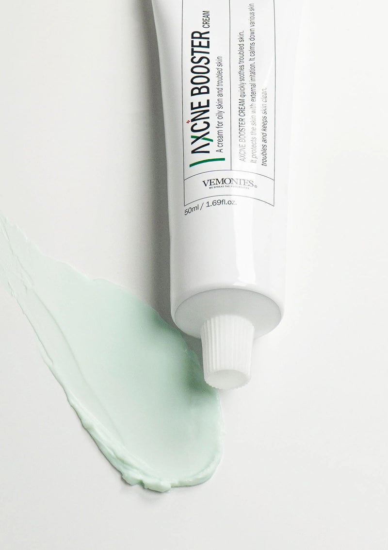 Vemon Skincare Hyaluronic Booster Cream tube with a swatch of cream on a white background