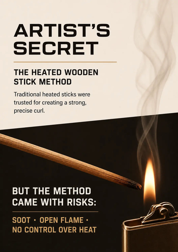 Traditional heated wooden lash-stick technique and the risks of open flame
