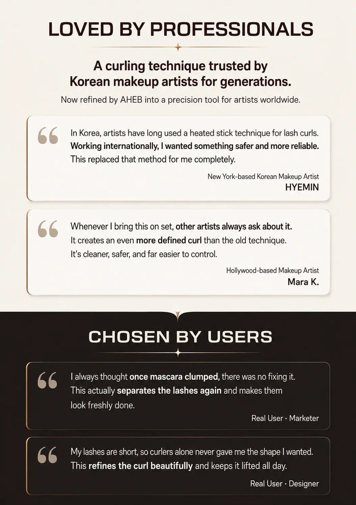 Professional makeup artist and real-user feedback about AHEB lash tools