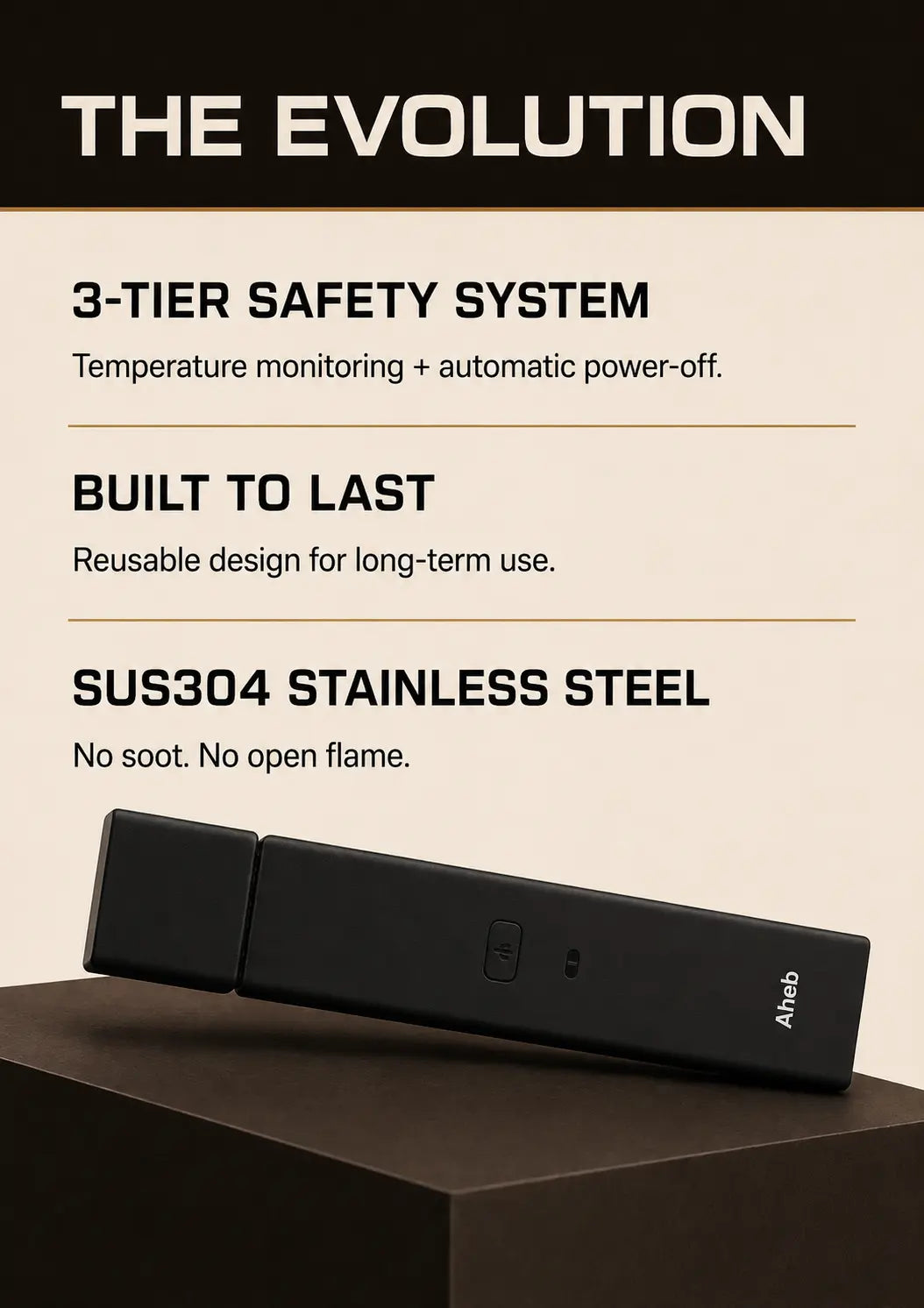 AHEB safety system, reusable design and SUS304 stainless steel