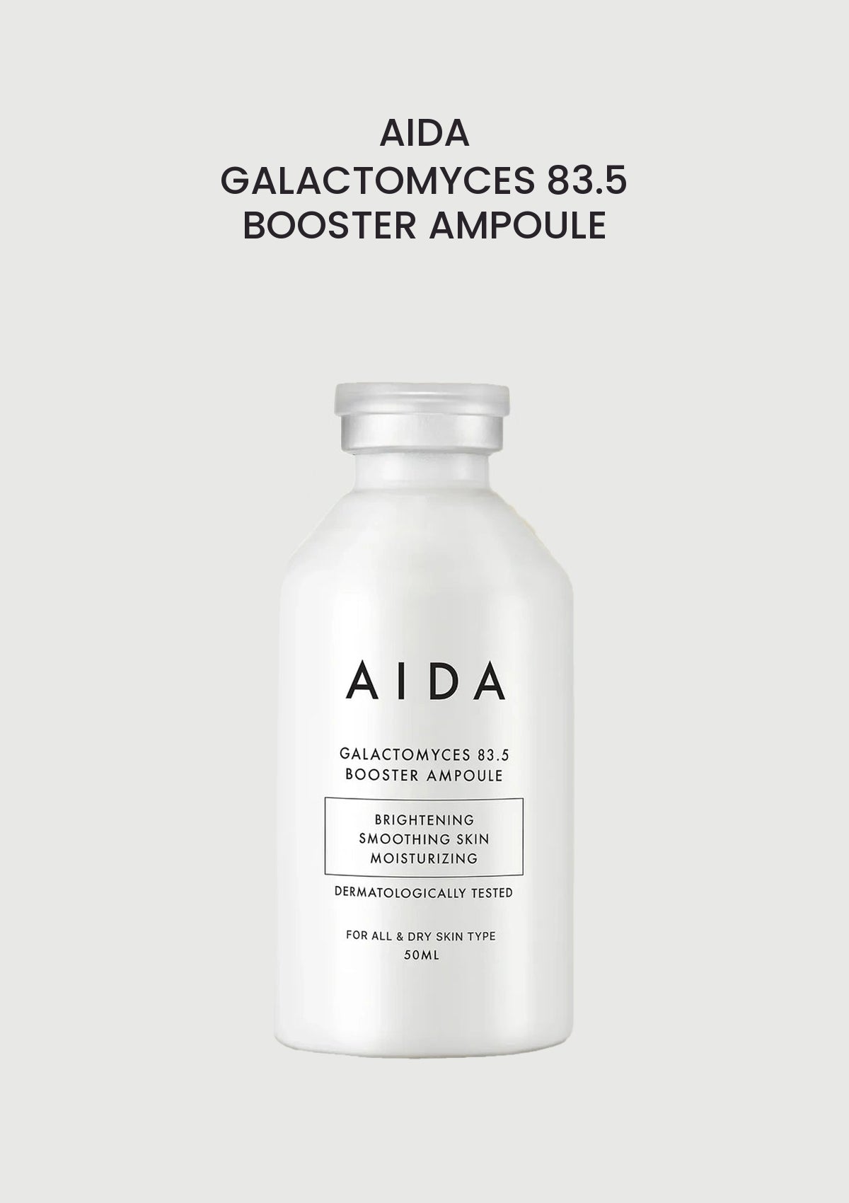 AIDA Galactomyces 83.5 Booster Ampoule 50ml product and packaging.