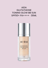 AIDA Glutathione Toning Glow BB Sun SPF50+ PA++++ 30ml product and packaging.