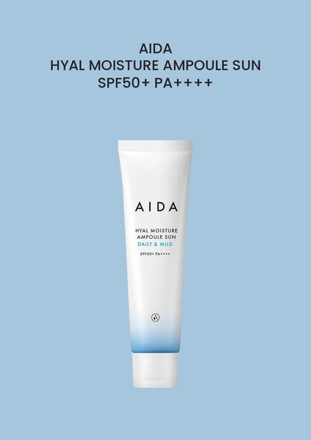 AIDA Hyal Moisture Ampoule Sun SPF 50+ PA++++ 50ml product and packaging.