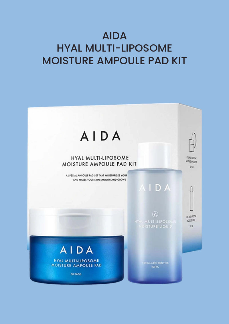 AIDA Hyal Multi-Liposome Moisture Ampoule Pad Kit product and packaging.