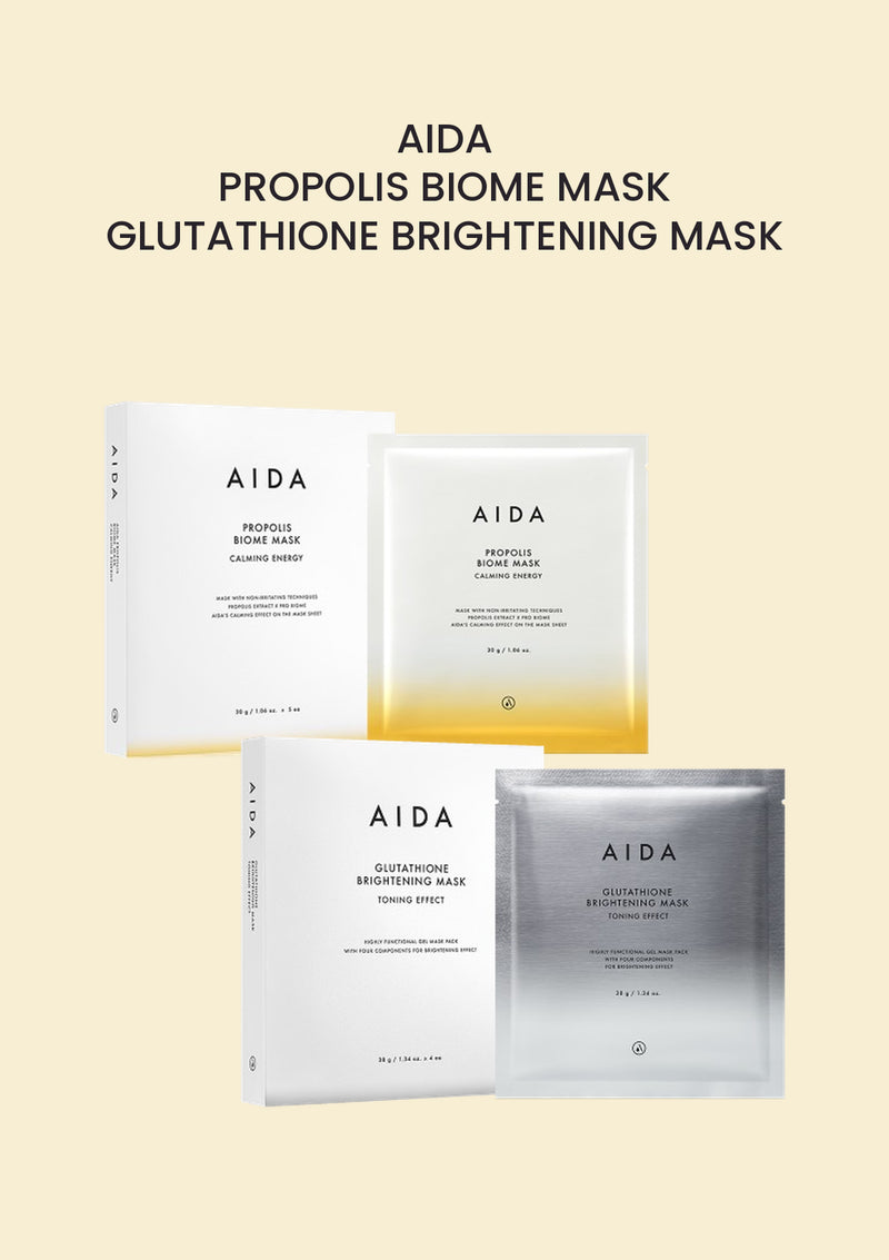 AIDA Propolis Biome Mask | Glutathione Brightening Mask product and packaging.