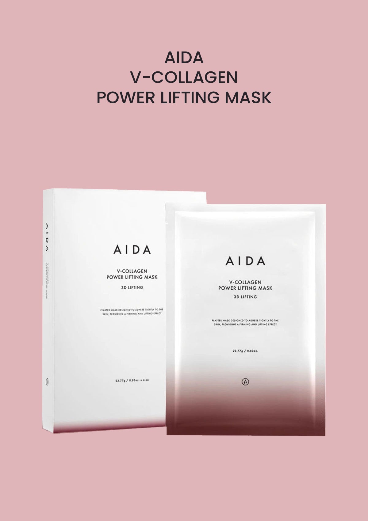 AIDA V-Collagen Power Lifting Mask  (1 Box = 4 Masks x 23.77g) product and packaging.