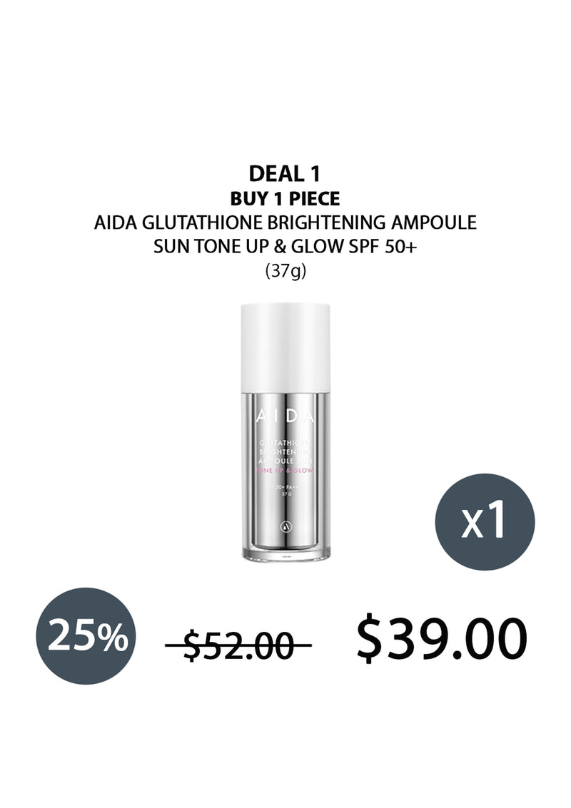 [AIDA] Glutathione Brightening Ampoule Sun Tone Up & Glow SPF 50+ PA++++ 37g