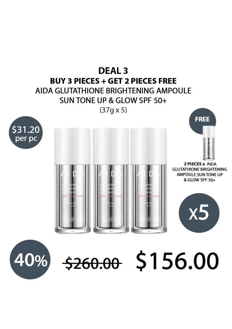 [AIDA] Glutathione Brightening Ampoule Sun Tone Up & Glow SPF 50+ PA++++ 37g