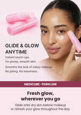 MEDICUBE PDRN Pink Collagen Volume Multi Balm applied below the eye for moisture and makeup touch-ups