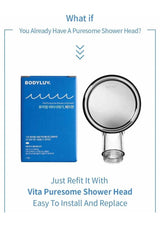 BODYLUV Vita Puresome replacement head kit and packaging, showing how it fits an existing Puresome handle.