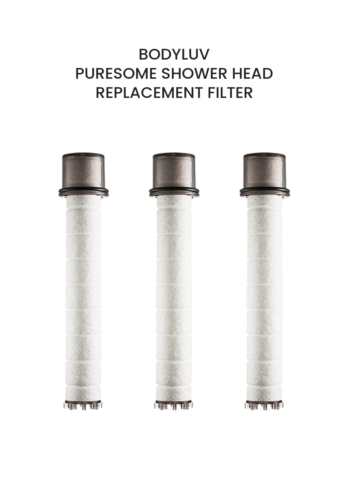 BODYLUV Puresome Shower Head Replacement Filter, three white replacement cartridges