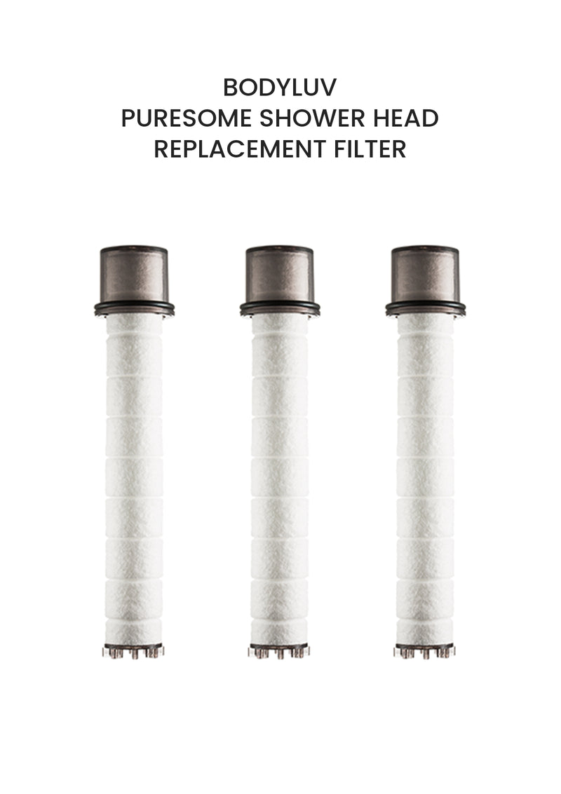 BODYLUV Puresome Shower Head Replacement Filter, three white replacement cartridges