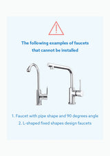 Fixed right-angle and L-shaped faucets do not fit BODYLUV Kitchen Cobra Type