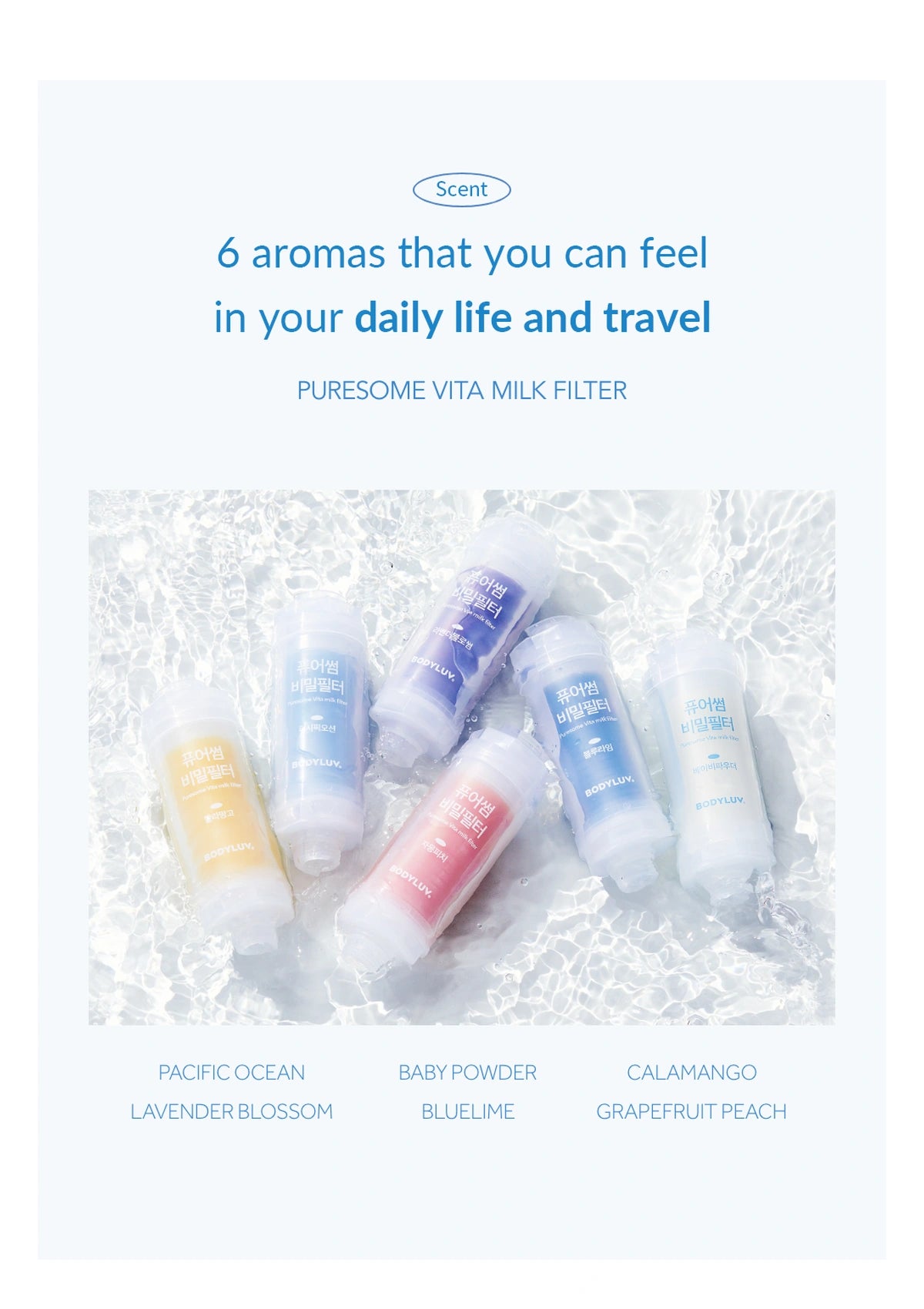 BODYLUV Vita Milk collection of six shower fragrances