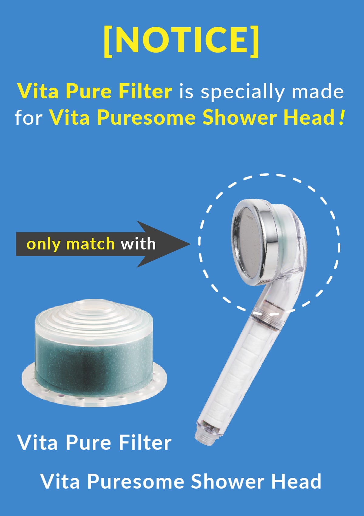 Vita Pure filter is specially made for the Vita Puresome Shower Head