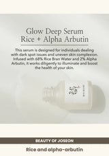 Beauty of Joseon Glow Deep Serum: Rice + Alpha-Arbutin: Rice and alpha-arbutin.