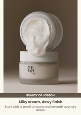 Beauty of Joseon Dynasty Cream: Silky cream, dewy finish.