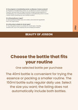 Beauty of Joseon Ginseng Essence Water: two bottle sizes — Choose the bottle that fits your routine.