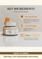 Beauty of Joseon Ground Rice and Honey Glow Mask: Rice lees, rice hull powder and honey.