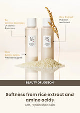 Beauty of Joseon Glow Replenishing Rice Milk: rice care — Softness from rice extract and amino acids.