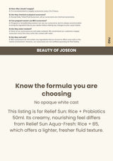 Beauty of Joseon Relief Sun: Rice + Probiotics SPF50+ PA++++: original relief sun — Know the formula you are choosing.