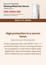 Beauty of Joseon Ginseng Moist Sun Serum SPF50+ PA++++: sun protection — High protection in a serum finish.