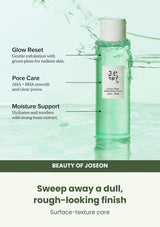 Beauty of Joseon Green Plum Refreshing Toner: AHA + BHA: exfoliating care — Sweep away a dull, rough-looking finish.