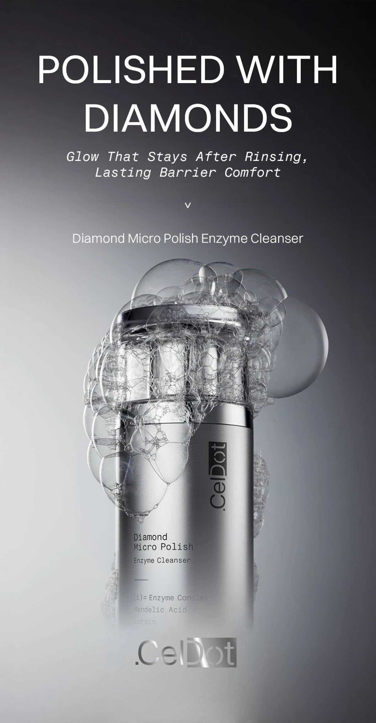CelDot Diamond Micro Polish Enzyme Cleanser — Polished with diamonds: glow after rinsing and lasting barrier comfort