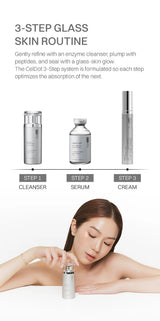 CelDot Diamond Micro Polish Enzyme Cleanser — CelDot three-step glass-skin routine: cleanser, serum and cream