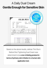 CELIMAX Retinal Shot Tightening Dual Cream — Tested on sensitive skin