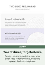 CELIMAX Use both sides for a more thorough finish: Embossed for the face; gauze for the T-zone.