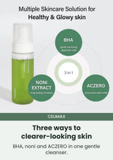 CELIMAX Exfoliate, hydrate and calm as you cleanse: BHA, noni and ACZERO in one gentle cleanser.