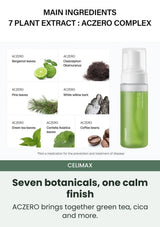 CELIMAX ACZERO care for stressed skin: ACZERO brings together green tea, cica and more.
