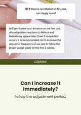 CELIMAX retinal booster — Can I increase it immediately?