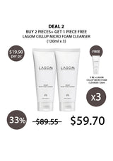 Promotional offer for Lagom Cellup Micro Foam Cleanser with pricing and free item details.