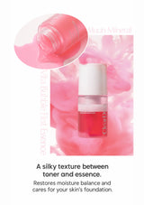 CLEARDEA silky essence texture and pink bottle among petals