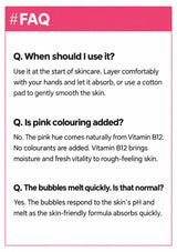 CLEARDEA Bubble First Essence frequently asked questions about routine order, natural pink colour and melting bubbles