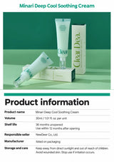 CLEARDEA Minari Deep Cool Soothing Cream 30ml specifications, packaging, shelf life and storage
