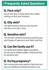 CLEARDEA soothing cream FAQs on face and body use, oily skin, sensitive skin, ages four and above, and pregnancy