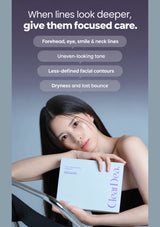 Focused care for forehead, eye, smile and neck lines, uneven tone and lost firmness