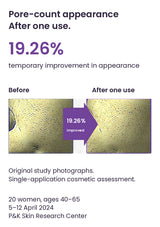 Original pore-count appearance study photographs with 19.26% improvement after one use