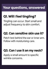Questions about tingling, sensitive skin and targeted neck application